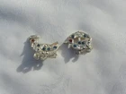 Vtg Mommy Baby Duck w/ Umbrella Rhinestone Brooch Pins Costume Jewelry Gold Tone