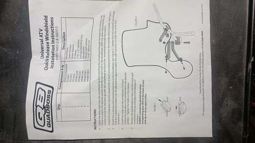QuadBoss Universal ATV Windshield QUICK RELEASE WINDSHIELD USA - Picture 6 of 7