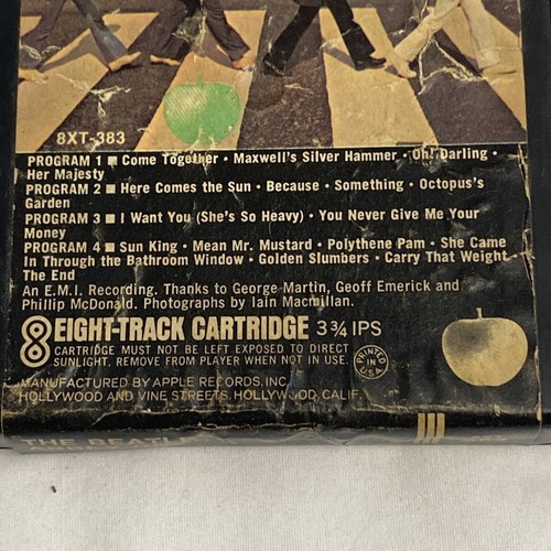 The Beatles (Original 8-Track Tape) Abbey Road VINTAGE COLLECTIBLE 8XT-383 - Picture 2 of 6