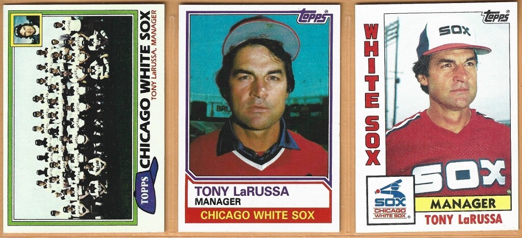Tony LaRussa White Sox, A's & Cardinals HOF Manager, 3 card LOT