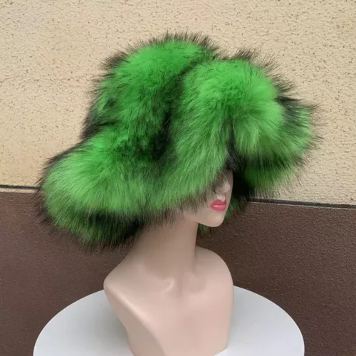 Invierno Mujeres Esponjoso Imitación Piel Cubo Sombrero Cálido Ala Ancha Sombreros de Pescador - Imagen 12 de 25