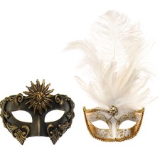 Black Gold Roman Greek Emperor Mask with Gold Mardi Gras Design