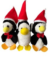 Dan Brechner Plush Set Of 3 Santa Red Hat Penguins