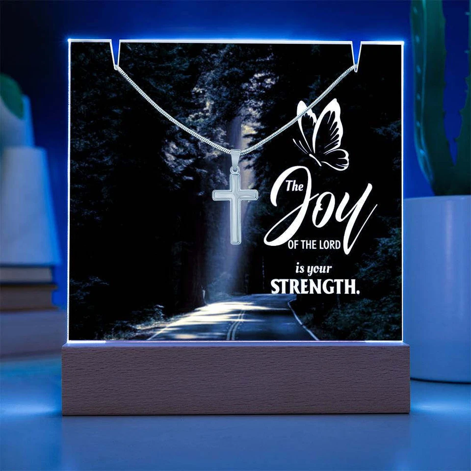 Conjunto de presente placa religiosa e cruz Joy of The Lord, presentes cristãos - Imagem 4 de 4