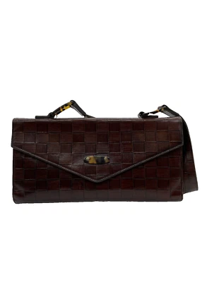Sac à main rectangulaire en cuir tissé marron Mulberry pour femme - Photo 1/3