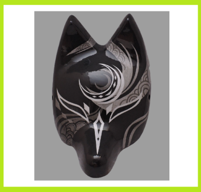 Komendo Half Face Fox Mask Kitsune Yoiyami Twilight Hand Made
