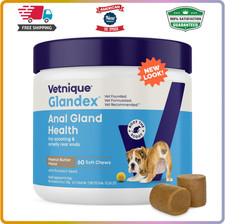 Vetnique Labs Glandex Anal Gland Soft Chews for Dogs,Peanut Butter Flavor,60Ct