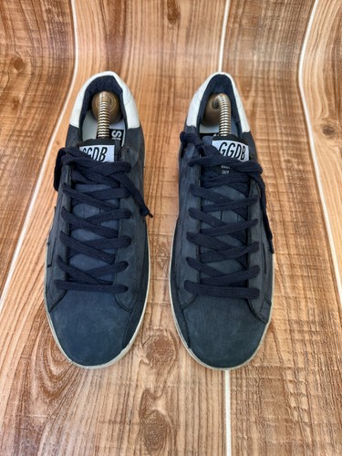 Golden Goose Navy Blue Superstar Suede Leather Low Trainers EU 37 US 7