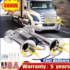 Super Loud Dual Trumpet Train Air Horn Compressor Kit For Trucks RV Car Boat 12V