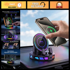15W Fast Wireless Car Charger Dashboard Phone Holder, Qi Compatible, Adjustabl