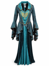 Renaissance Dress Costume Medieval Fantasy LARP Teal Gold Costume Women theater