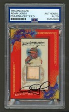 Adam Jones Signed 2010 Topps Allen & Ginter Framed Mini Relic Card #AGR-AJ (PSA)