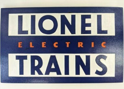 Plaque rail bleu, orange et blanc Lionel trains électriques - Photo 1/1