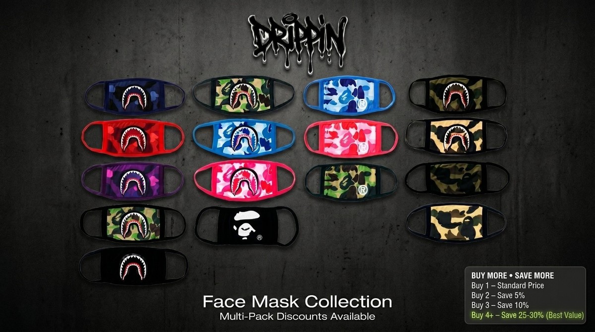 Bape Shark Mask A Bathing Ape ABC Camo Face Mask Buy More Save