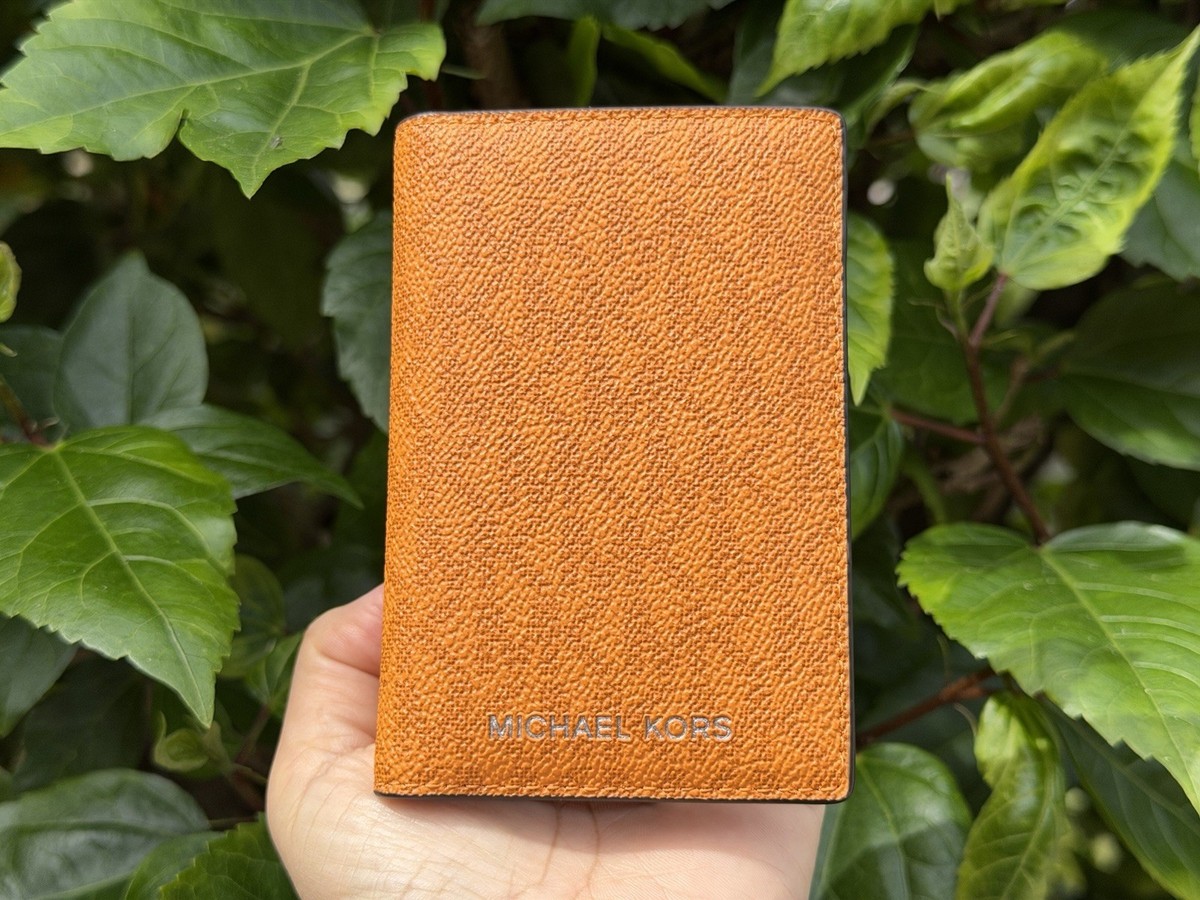 Michael Kors Cooper Folding Card Case Wallet MK Rad Orange | eBay