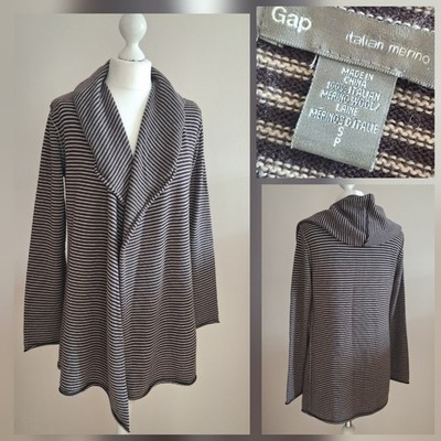 GAP Gr. S italienische Merinowolle Langarm Schalkante zu Rand Strickjacke SEHR GUTER ZUSTAND
