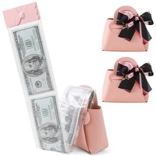 2PCS Money Pull Box for Cash, Leather Surprise Money Boxes with Ribbon Mini M...