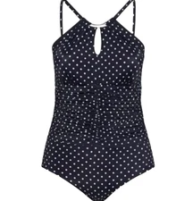 NEW Ruby Ribbon Swim Size 22 Navy/Wht Pacific Dot Riviera One Piece Bathing Suit