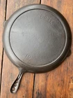 Pre Griswold Erie HTF  #10 Cast Iron Shallow Skillet/Griddle w/ 3 Hole Handle