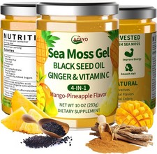 Sea Moss Gel 4-in-1, Irish SeaMoss with Black Seed Oil  Ginger,Rich in Mi