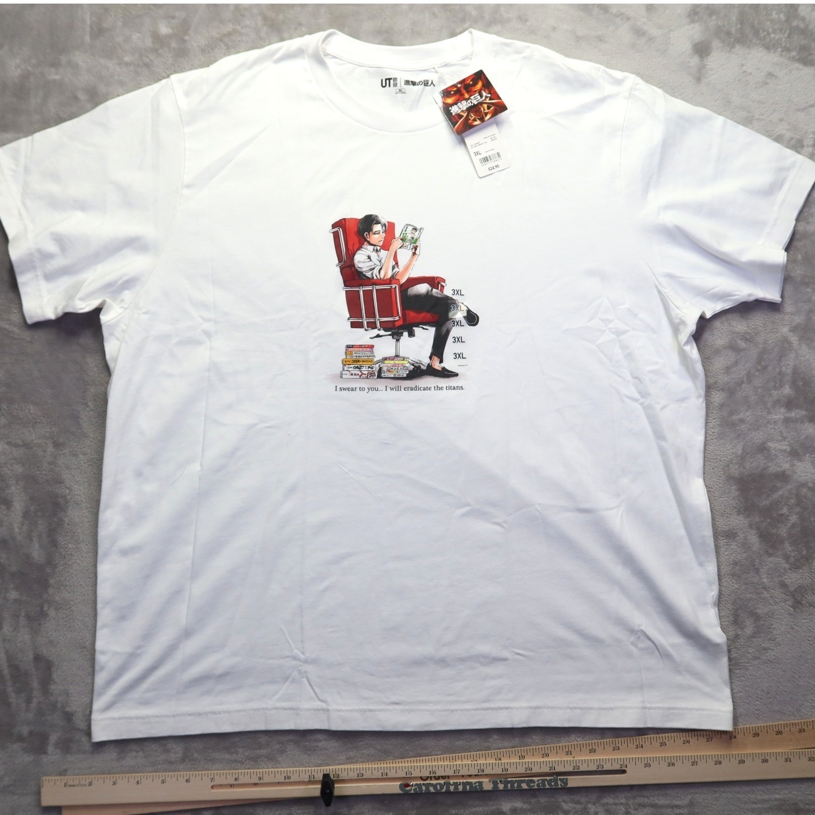 Attack on Titan Graphic Uniqlo UT T-Shirt Sz 3XL Captain Levi New NWT