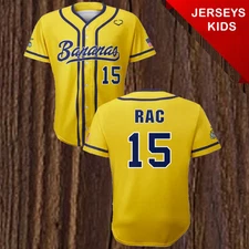 SAVANNAH BANANAS #15 RAC NEW KIDS YOUTH YELLOW JERSEY JO4