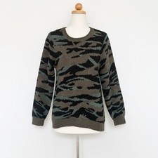 Barefoot Dreams Womens Sweater Medium Green Camo CozyChic Soft Grunge Cozy Knit