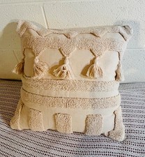 Tufted Throw Pillow Cushion Covers - Boho Textured Woven Decorative Pillow Cover