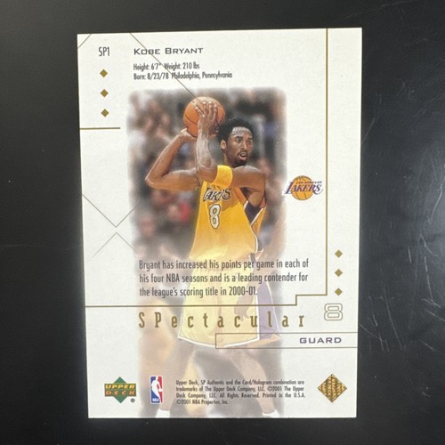 2001 KOBE BRYANT Upper Deck SP AUTHENTIC - Picture 2 of 12
