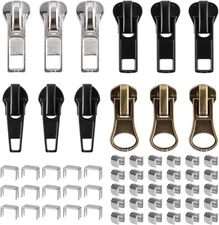12 Pcs Zipper Repair Kit, #5 Lockable Sliders, Zipper Pull Replacement, Bottom
