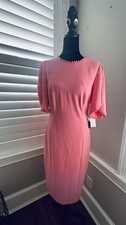 NWT Adrianna Papell Woman's Faux-pearl-Trim Sheath Pink Dress Size 8