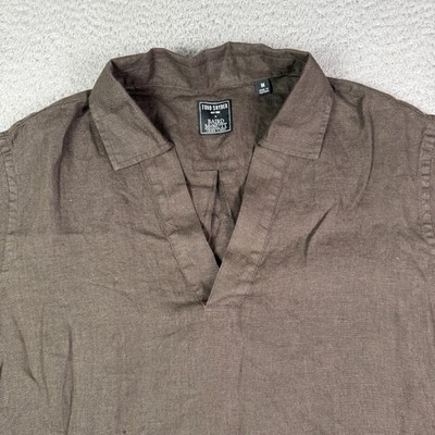 Todd Snyder Irish Linen Popover Shirt Mens M Brown Relaxed Sea Soft Polo
