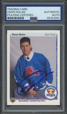 OWEN NOLAN SIGNED 1990-91 UPPER DECK ROOKIE RC #352 - ON CARD AUTO - PSA/DNA