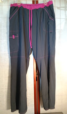 ScrubStar Dark Gray Scrub Pants Stretch Pink Waist Draw String XL Color PWT