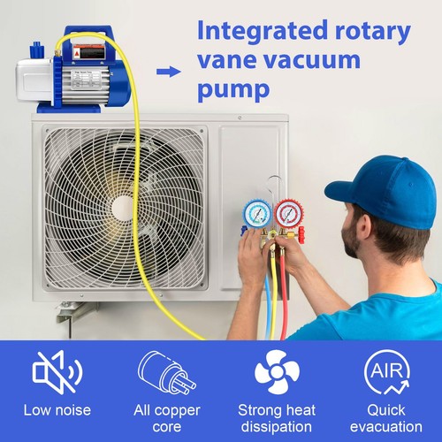 Motor Tech Vacuum Pump 4 Cfm 1/3 Hp HVAC for R12 R22 R134a R502 Auto AC ...