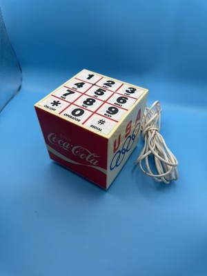 Vintage Coca-Cola USA Olympic Cube Telephone   Novelty Desk Phone   Coke Promo