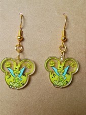 Tinker Bell Earrings, Disney Earrings, Tinker Bell Dangle Earrings, Mouse Ears