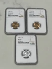 NGC 3 Coin Lot Of Lincoln Cents, 1942 MS 66 RED, 1943 S MS 65, 1954-S MS 66 RED