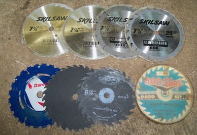7 Skilsaw 7-1/4'' Table Circular Saw Blade LOT, 24T, 100T, 6'' Roc Edge Dado Set