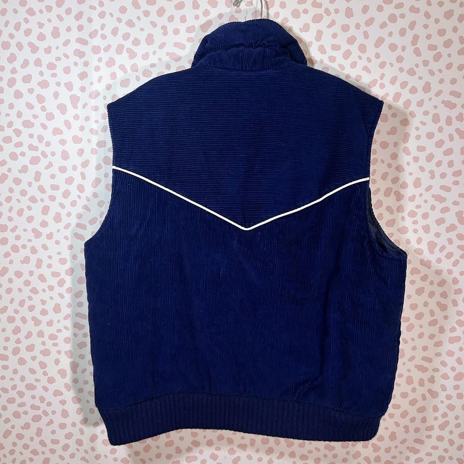 Chaleco acolchado vintage años 70 L azul marino pana vaquero occidental rodeo romance caballo Foto 3 de 4