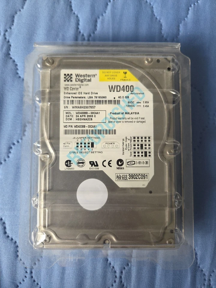 Western Digital Caviar WD400BB IDE Festplatte (40.0GB, retro, 2001)