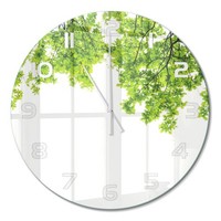 Wanduhr Aus GehäRtetem Glas Glas-Wanduhr EichenbläTter WeißE Zeiger Fi60 Cm