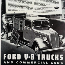 1937 Ford V-8 Trucks Commercial Vehicles Advertisement Automobilia E90G3