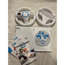 Mario Kart Wii Game Bundle with 2 Official Nintendo Wii Wheels Case Manual