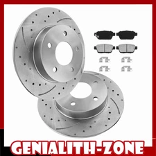 334mm Rear Drilled & Slotted Brake Rotors Pads Kit For 2006-2014 Honda Ridgeline