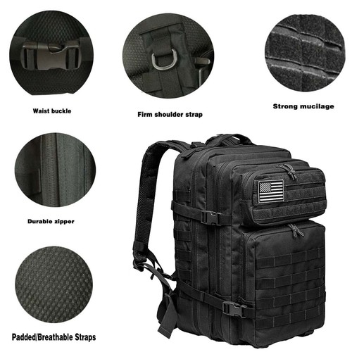 45L Military Tactical Backpack Large Army Molle Bag Rucksack 3 Day Assault Pack - Picture 5 of 29