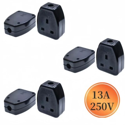 (6Pack) 13A 250V UK British Standard Power Adaptor Detachable Female Socket Plug