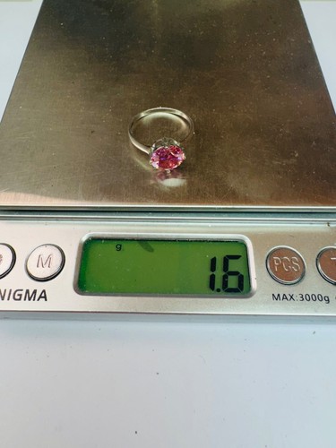 Nachlass 14k Weißgold Ring rosa Edelstein Solitär, Größe 5,75, 1,6g elegant - Bild 10 von 10