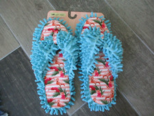 NEW Blue Flamingo Two Left Feet Aunt Delores Flip Flop Slippers Size Women's 4-6