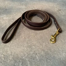 Leather Dog Leash Lead Personalized Color Choice  Amish Made 6' long 1/2" wide